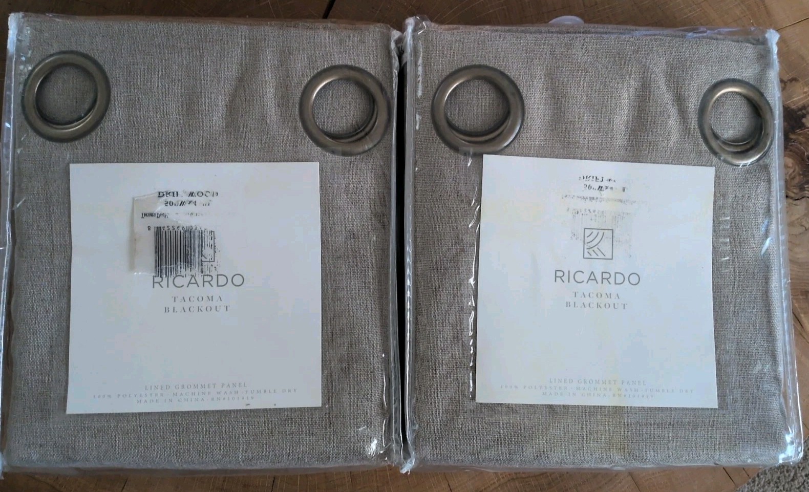 Ricardo Tacoma Double Black Out Grommet Panels, 50”Wx 45”L 2pack, New Curtains