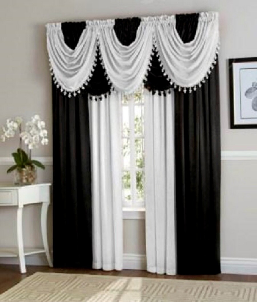 1PC HOLLYWOOD STYLE SOLID SILKY LINEN SEMI SHEER WINDOW CURTAIN PANEL VALANCE