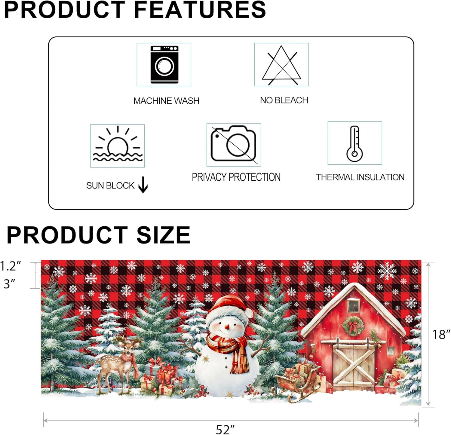 Snowman Christmas Kitchen Valances for Windows – Snowman Christmas Curtains, Win