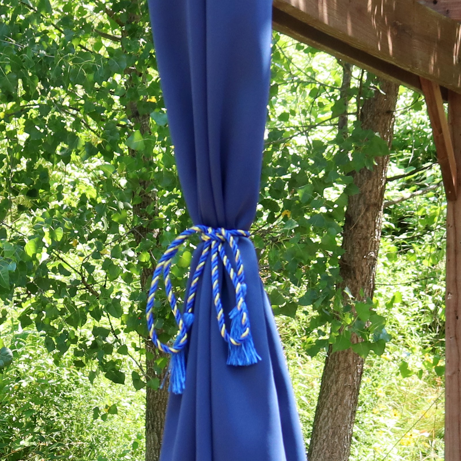Indoor and Outdoor Rope Curtain Tiebacks – Blue – Set of 2 by Sunnydaze