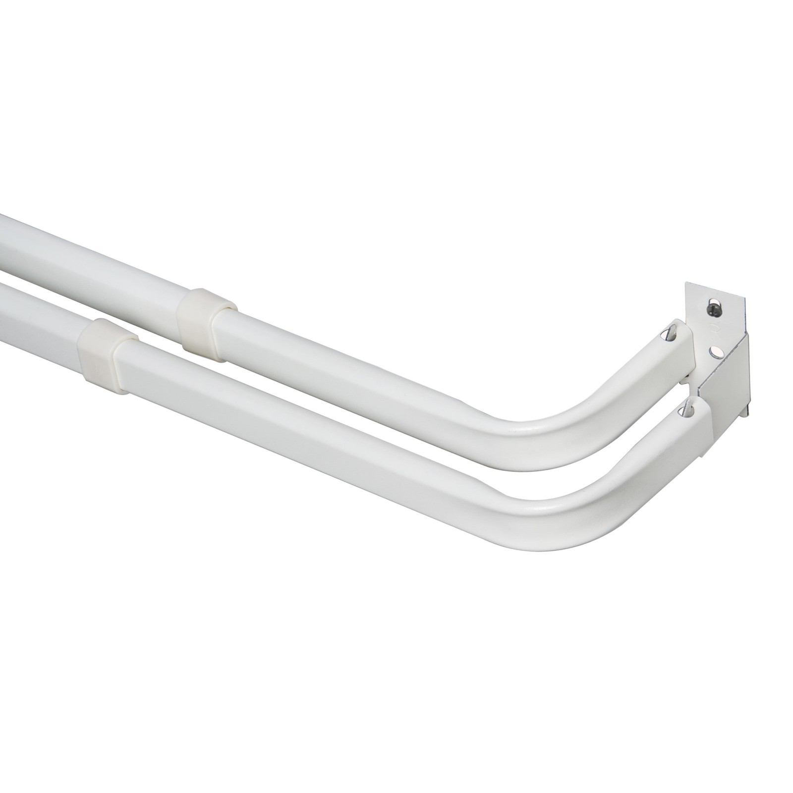 Basic Metal Wrap Adjustable Double Curtain Rod 48-86″ White