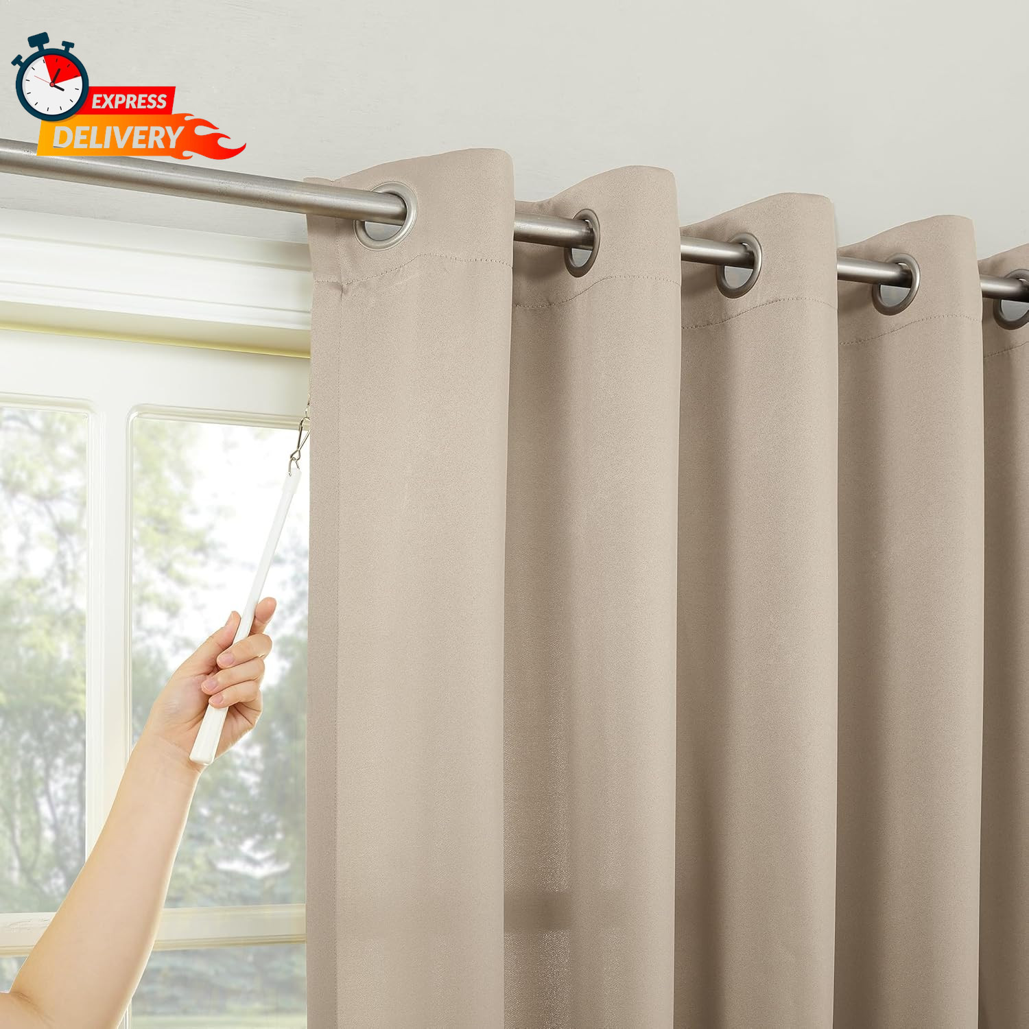 Sun Zero Barrow Energy Efficient Grommet Sliding Patio Door Curtain Panel, 100″