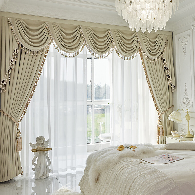French Chenille cream color bedroom luxury cloth curtain valance drape C1520