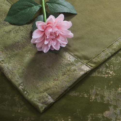 Luxury Gold Foil Print Moss Green Velvet 52″W x 96″L (Pack of 2) Mossgreen
