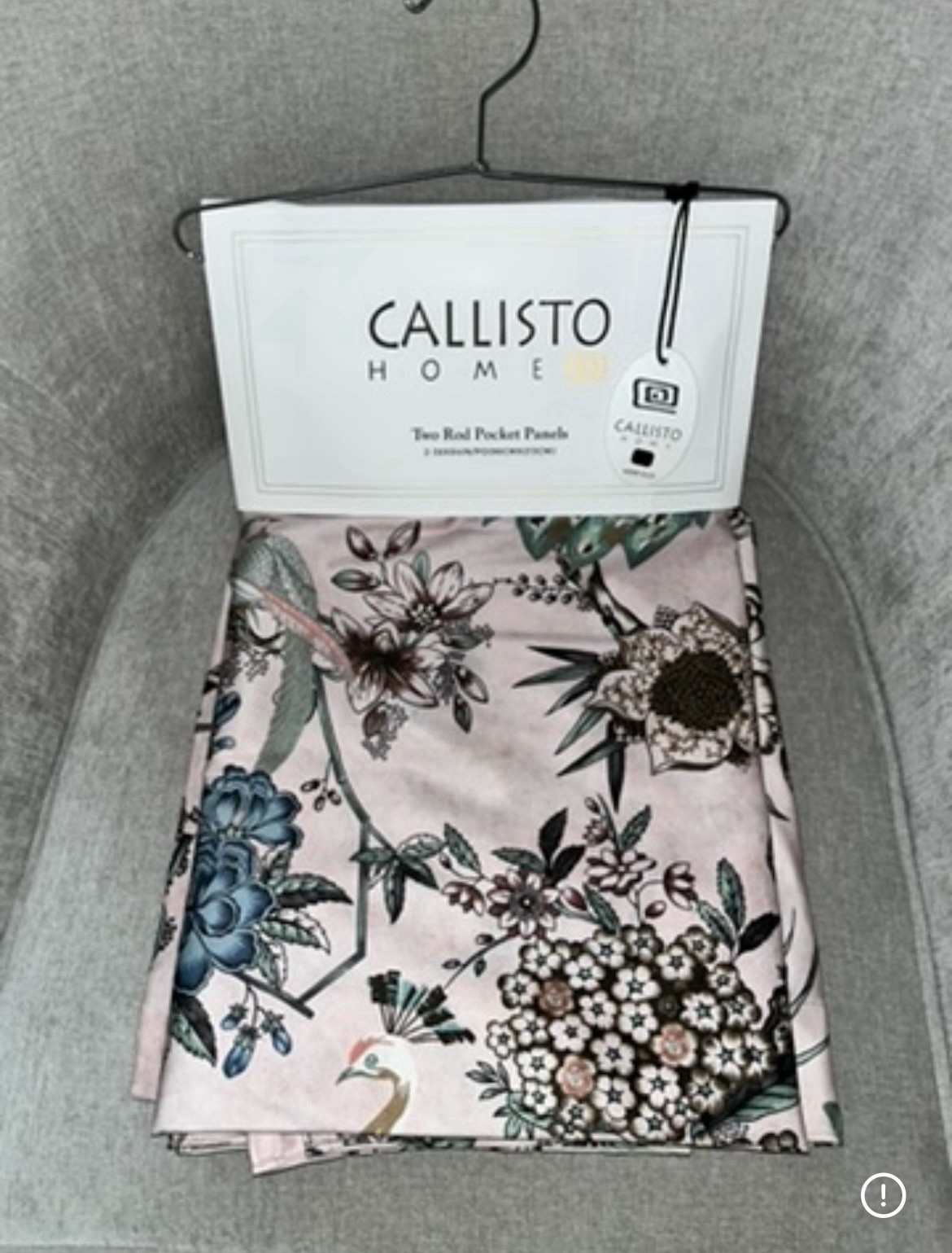 1-NWT CALLISTO HOME PEACOCK PRINT CURTAINS SET OF 2 PANELS SIZE 38”x 84”
