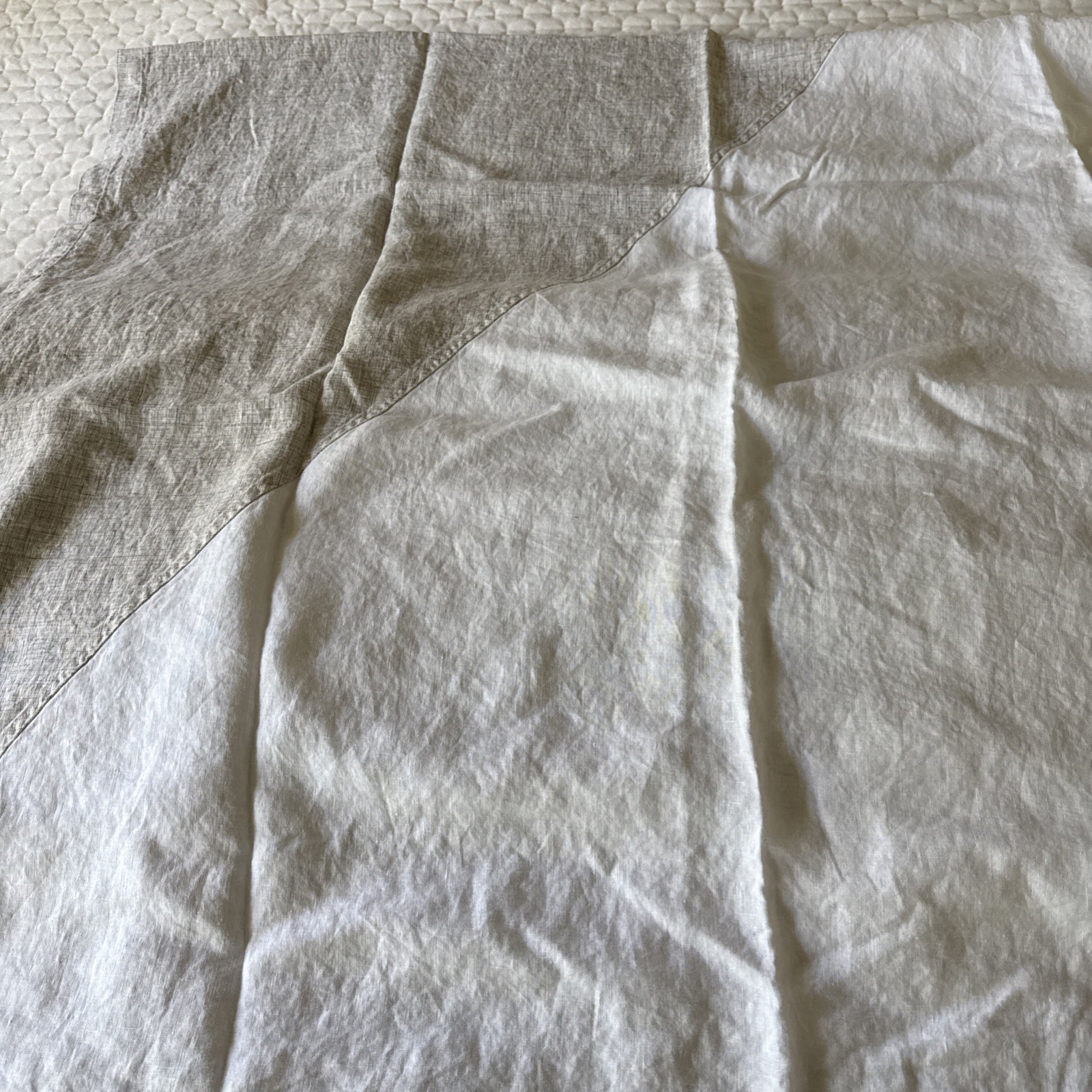 4 West Elm Curtain Panels 100% Linen Drapes 48″ x 84” White/ Gray Colorblock