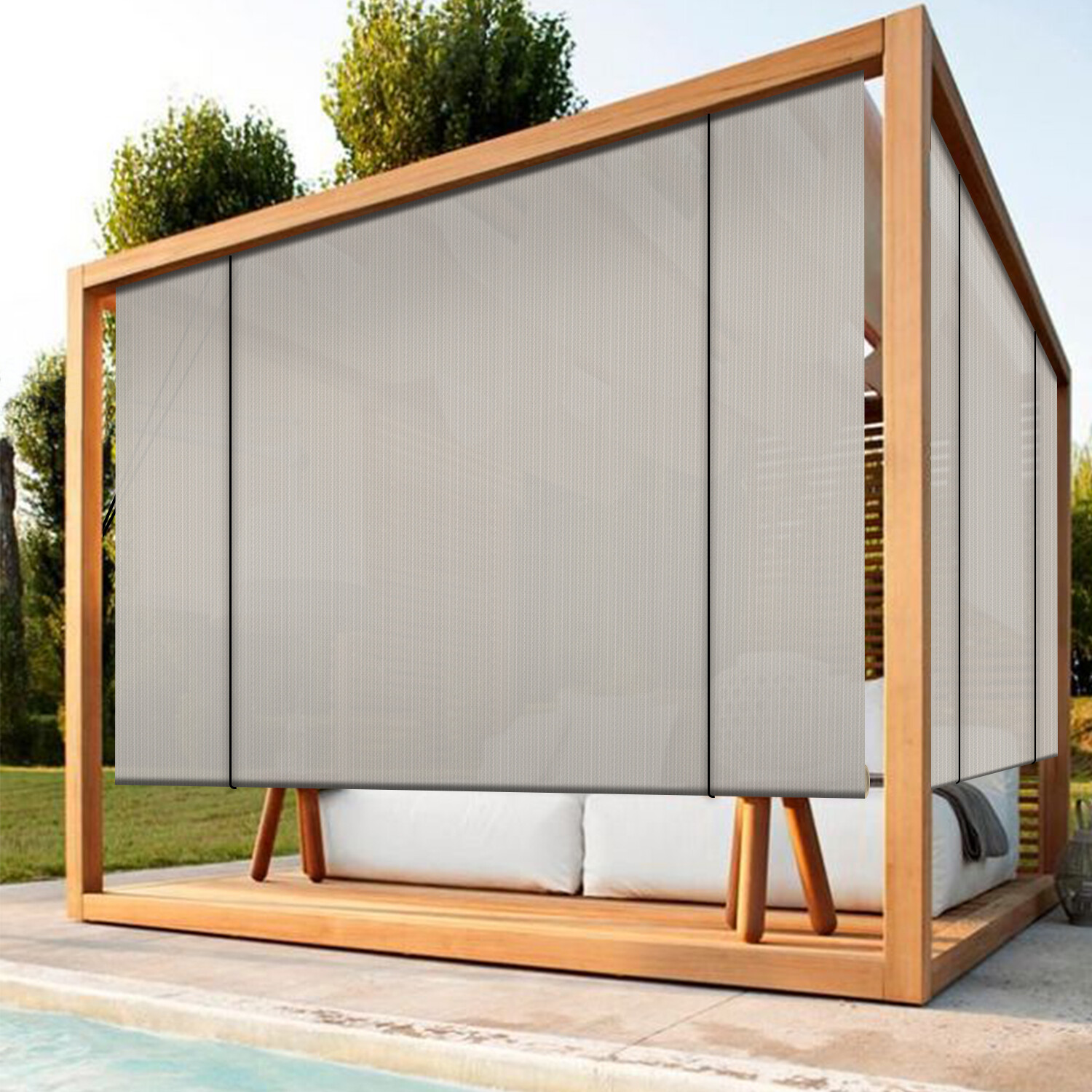 New Roll Up Shade Roller UV Blind Screen Patio Outdoor Deck Gazebo Porch Gray