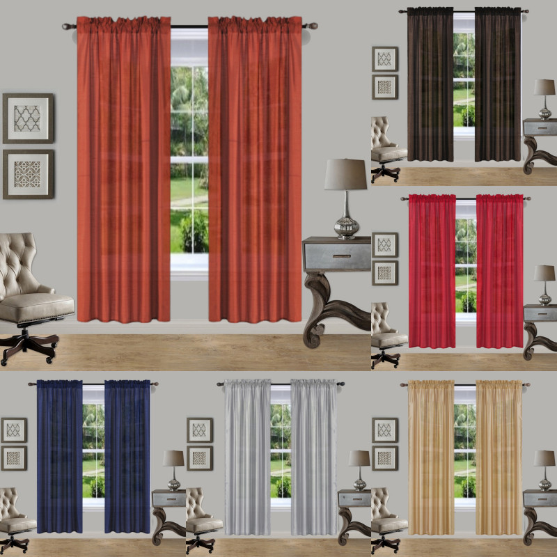 1PC HOLLYWOOD STYLE SOLID SILKY LINEN SEMI SHEER WINDOW CURTAIN PANEL VALANCE