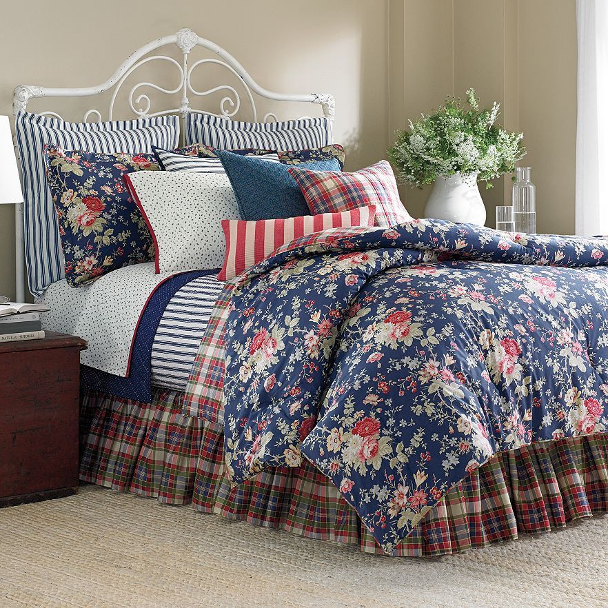 CHAPS Cape Cod Cottage Blue Rose Floral Window 2 PANELS Drapes With Tie-backs
