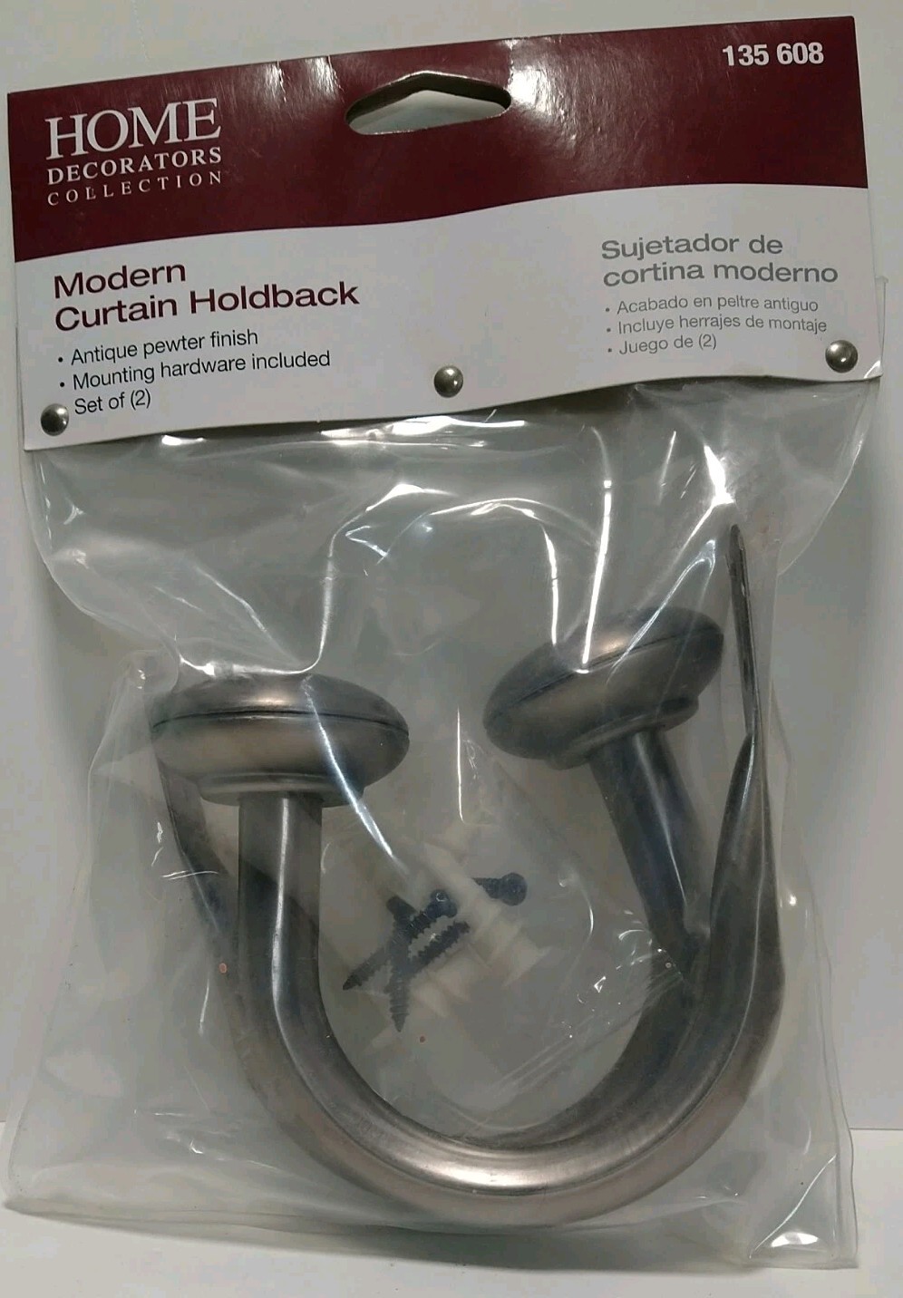 Home Decorators Collection Curtain Holdbacks Antique Pewter Modern Set of 2 New