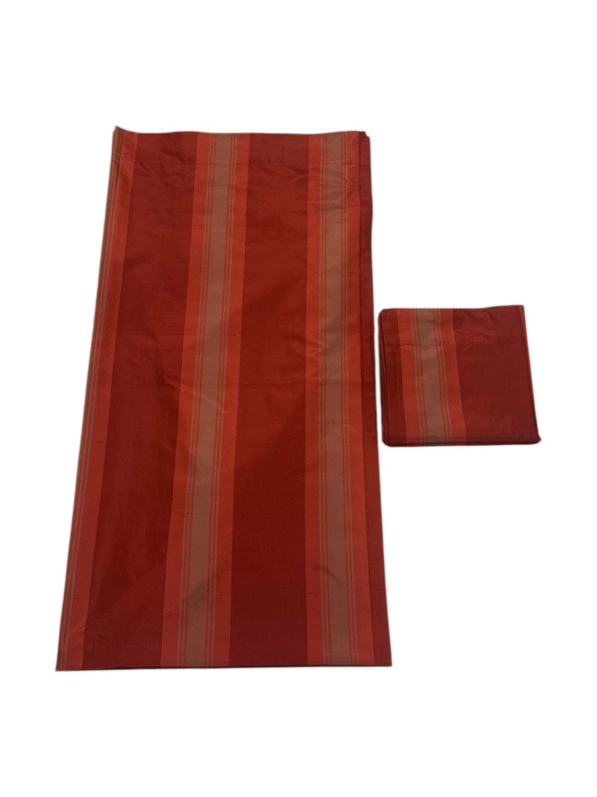 9pc Window Set: Red Extra Wide Patio Panel 209×55, 4 Beige & 2 Striped Curtains
