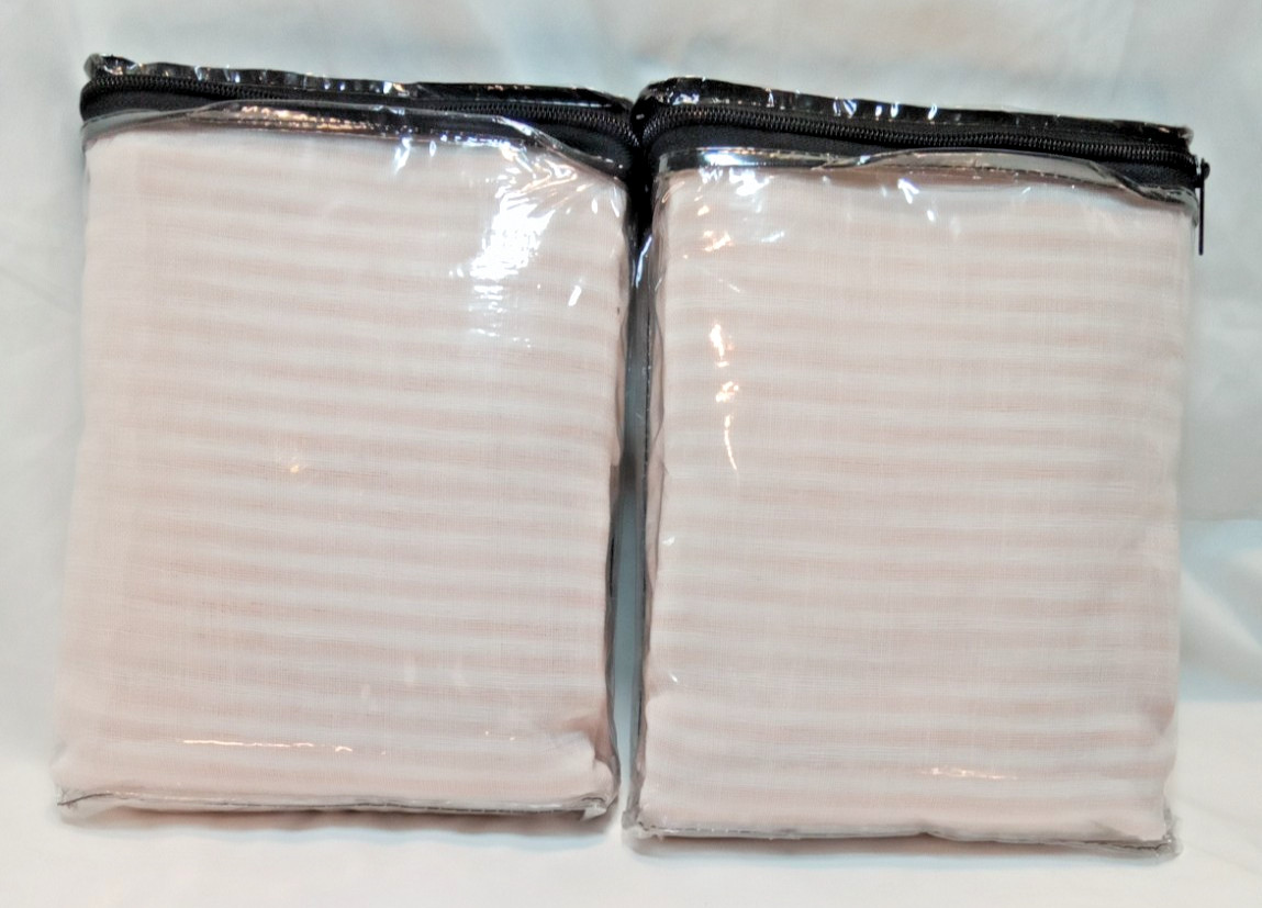 2 Allen + Roth Blush Striped Light Filtering Rod Pocket Curtain Panel 50″ x 63″