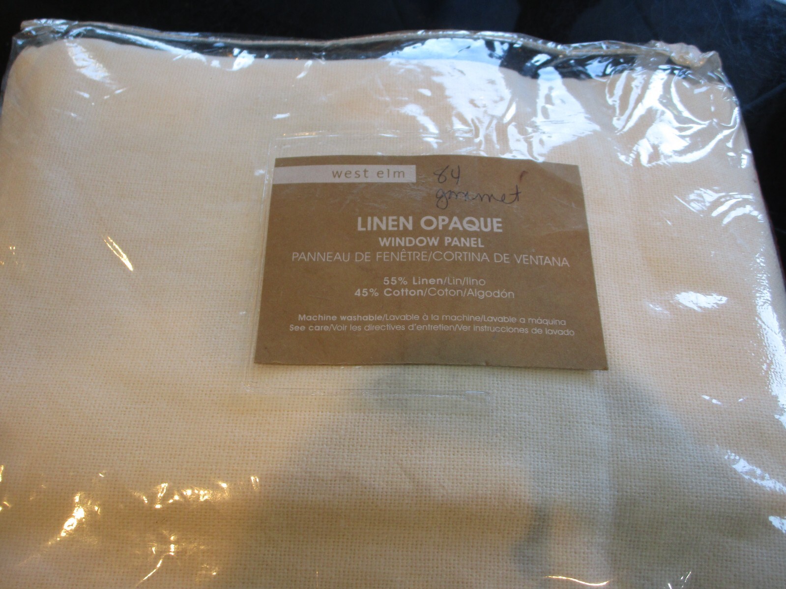 1 West Elm grommet linen opaque Curtain drape panel 48 84 white New