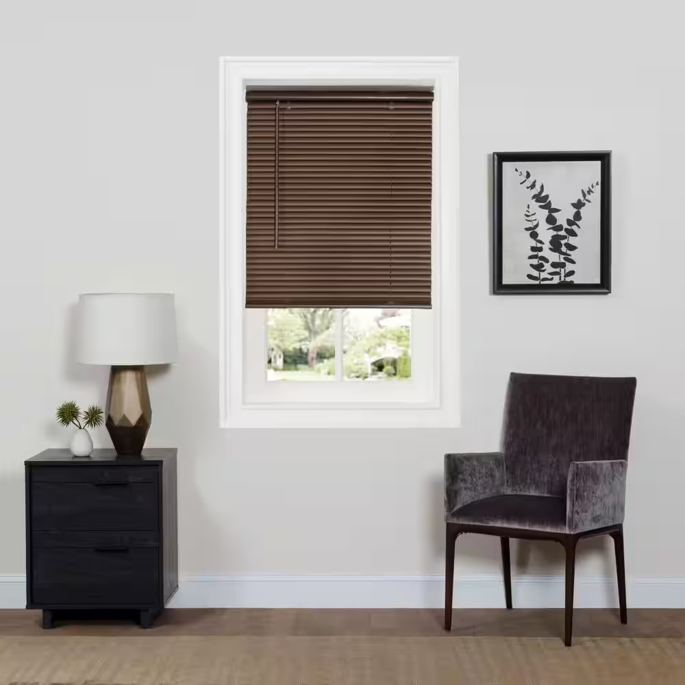 GII Deluxe Sundown Mahogany Cordless Room Darkening Vinyl Mini Blind with 1 In.