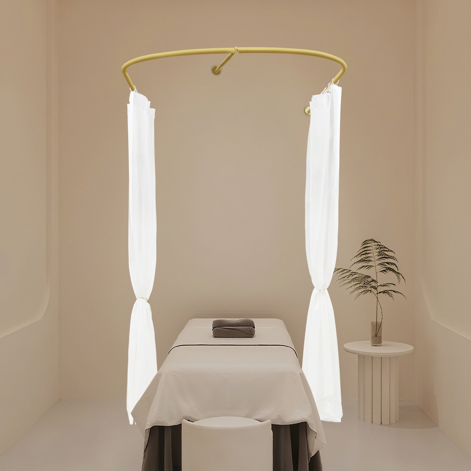 Beauty Salon Partition Curtain Divider w/ Curtain U-Shaped Room Partition Rod