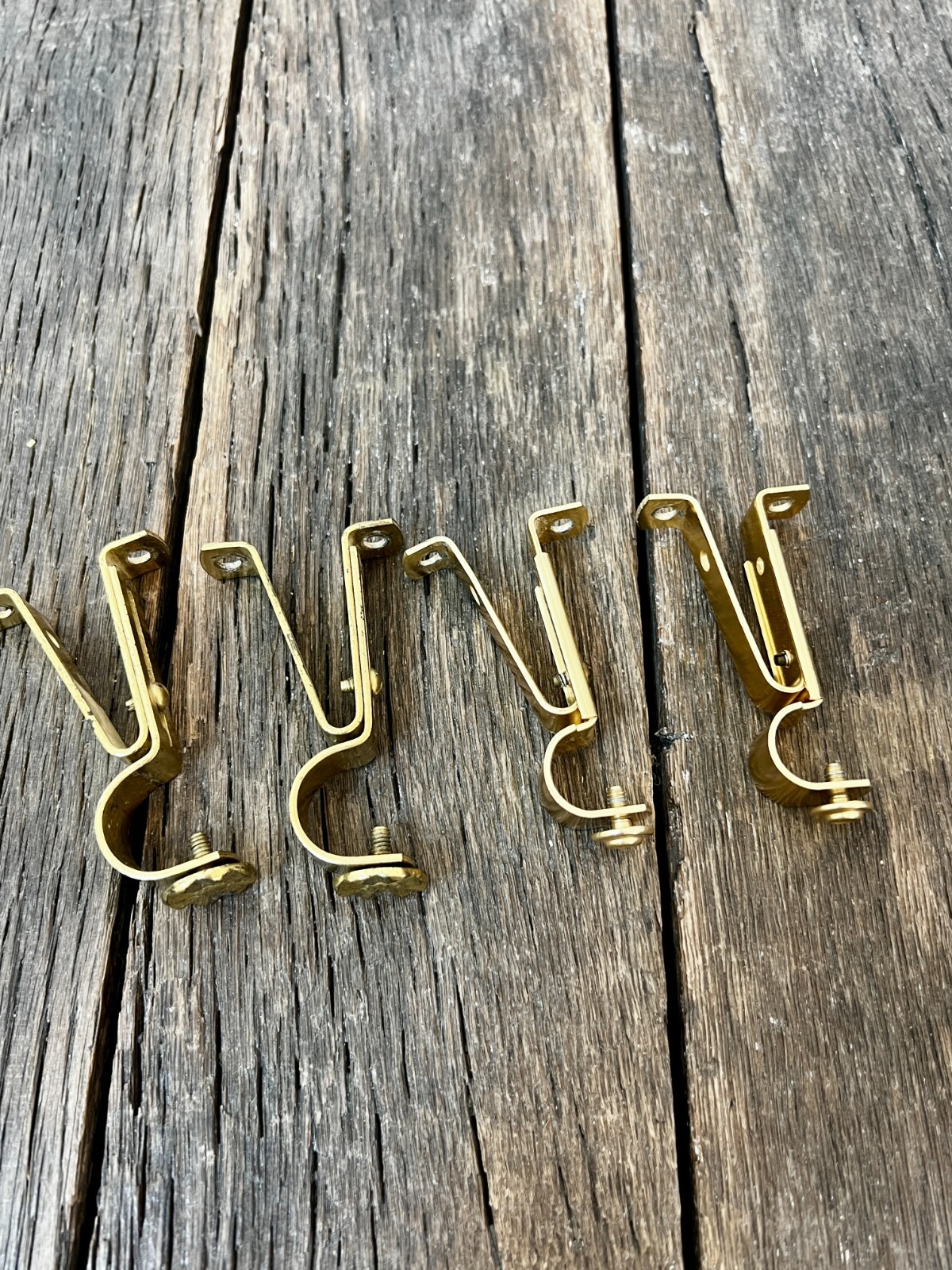 Vintage Brass Flower Curtain Rod Hooks – Gold Curtain Rod Bracket 4 Piece Set