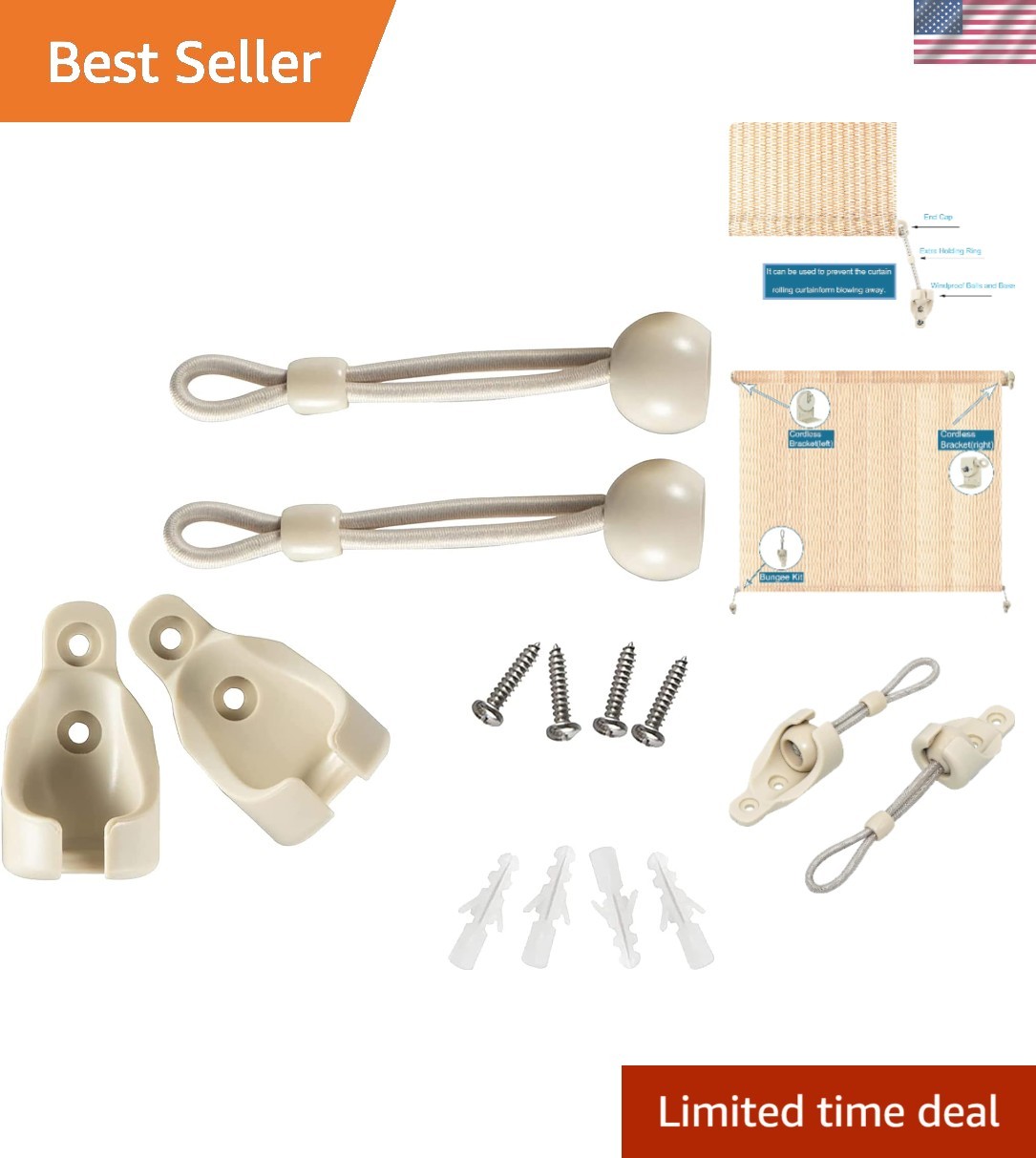 Easy Install Beige Bungee Kit – Universal Shade Solution for Homes & Outdoors