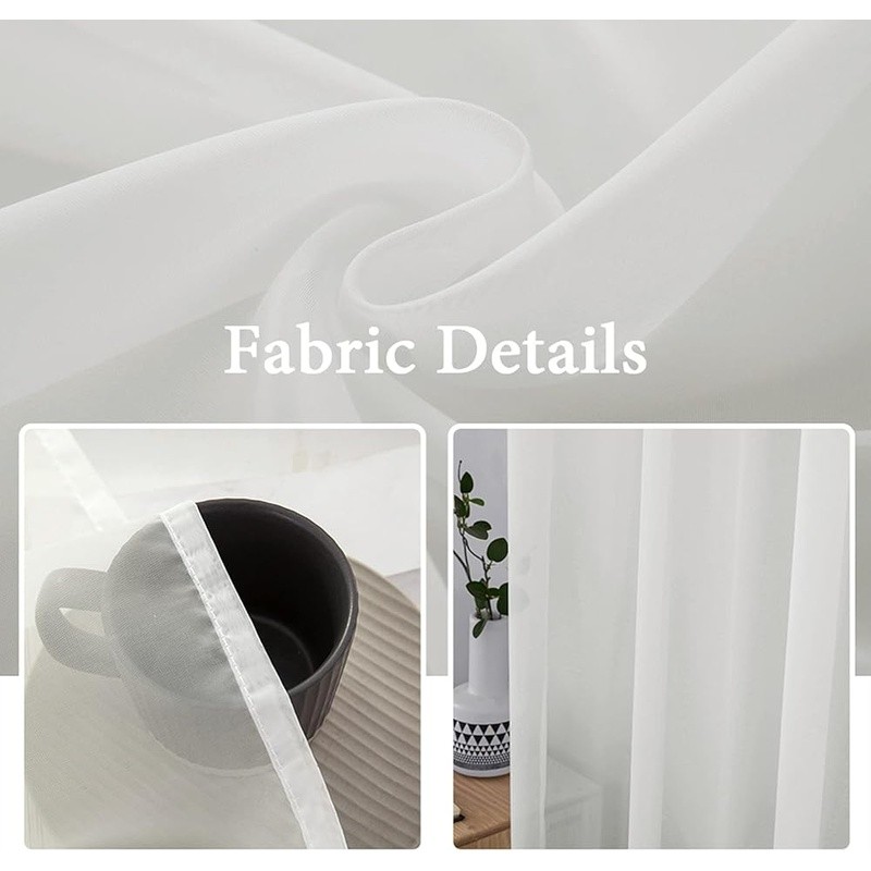 Sheer Polyester Door Curtains W/ Panels & Adjustable Tie-Backs Home Decor New
