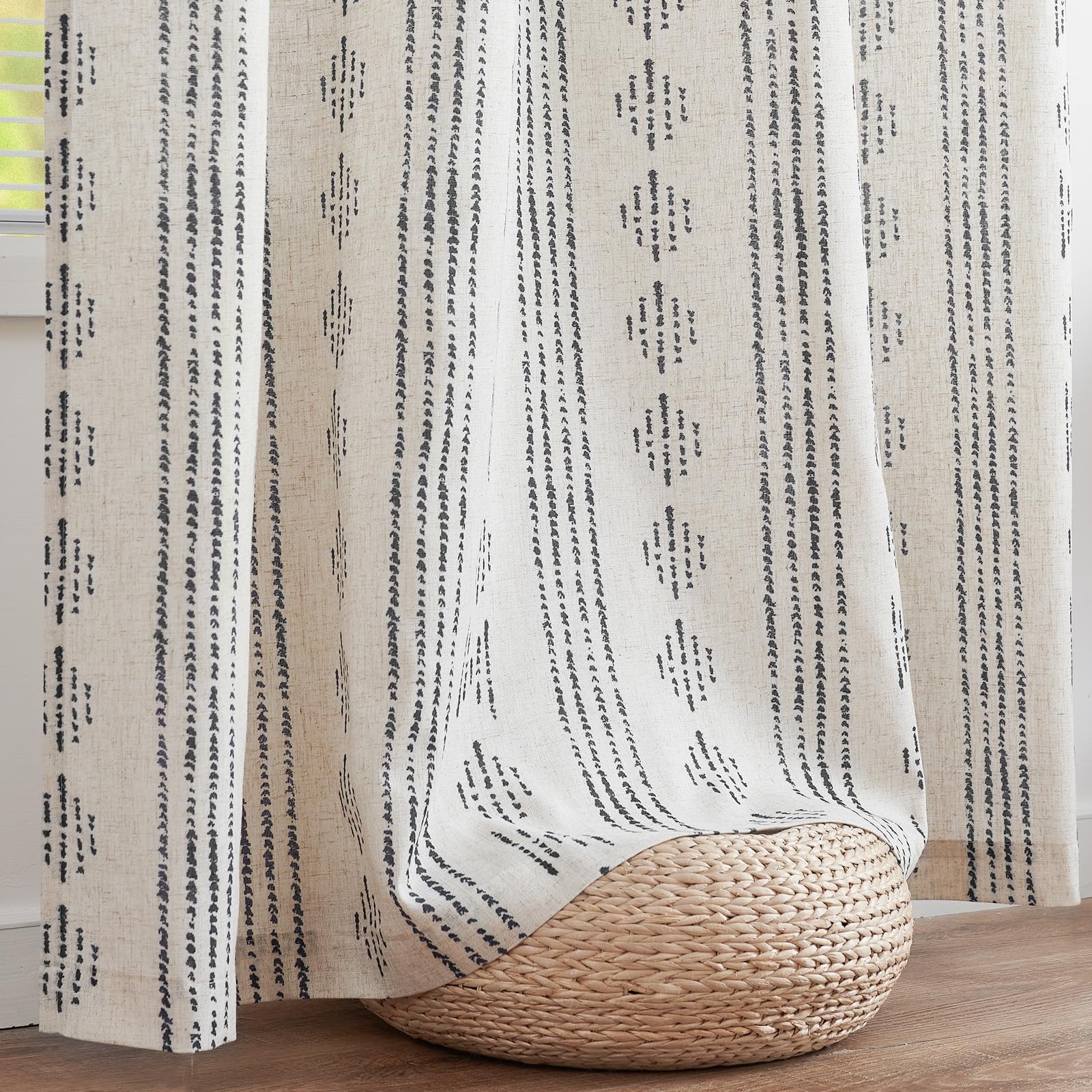 Jinchan Boho Curtains For Living Room Farmhouse Black Curtains 96 Inch Length 2