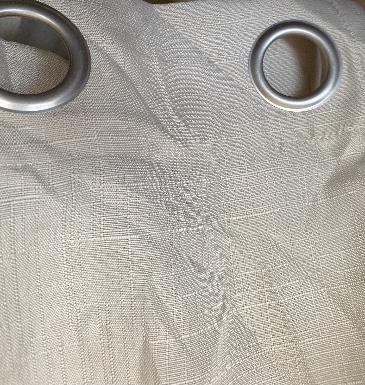 New No Pkg. Grommet Window Panels (2) Unlined 52″ X 94″ Slub Texture Beige