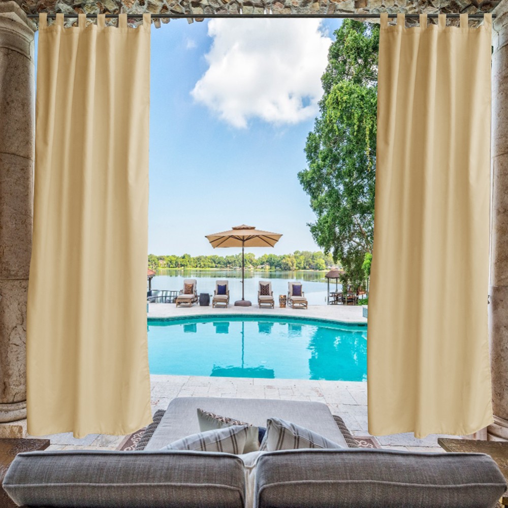 1 pack Blackout Waterproof Indoor/Outdoor Tab Top Curtain Panel