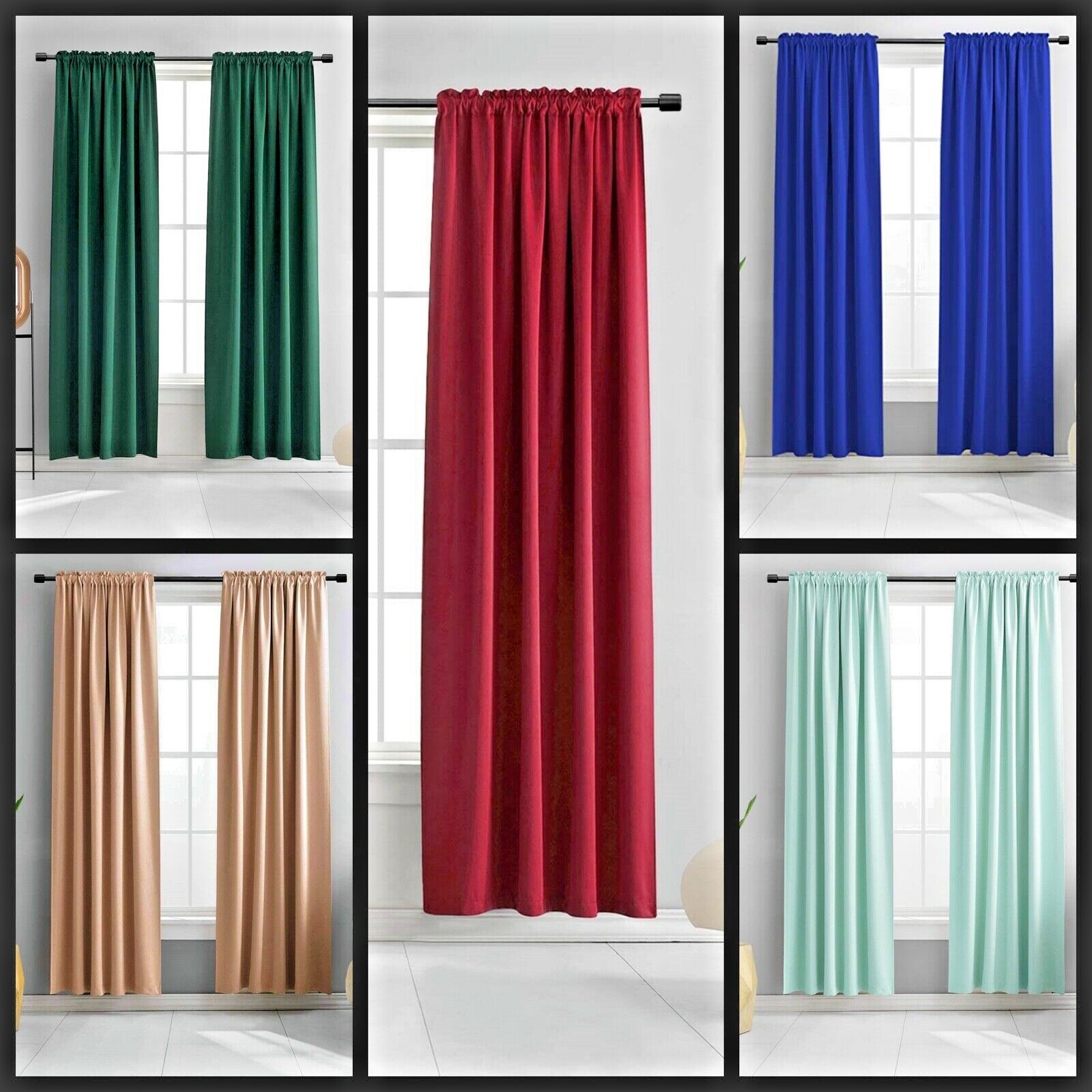 2PC FAUX SILK PANELS SHEER LIGHT FILTERING WINDOW CURTAIN MIX COLOR NEW (MR2)