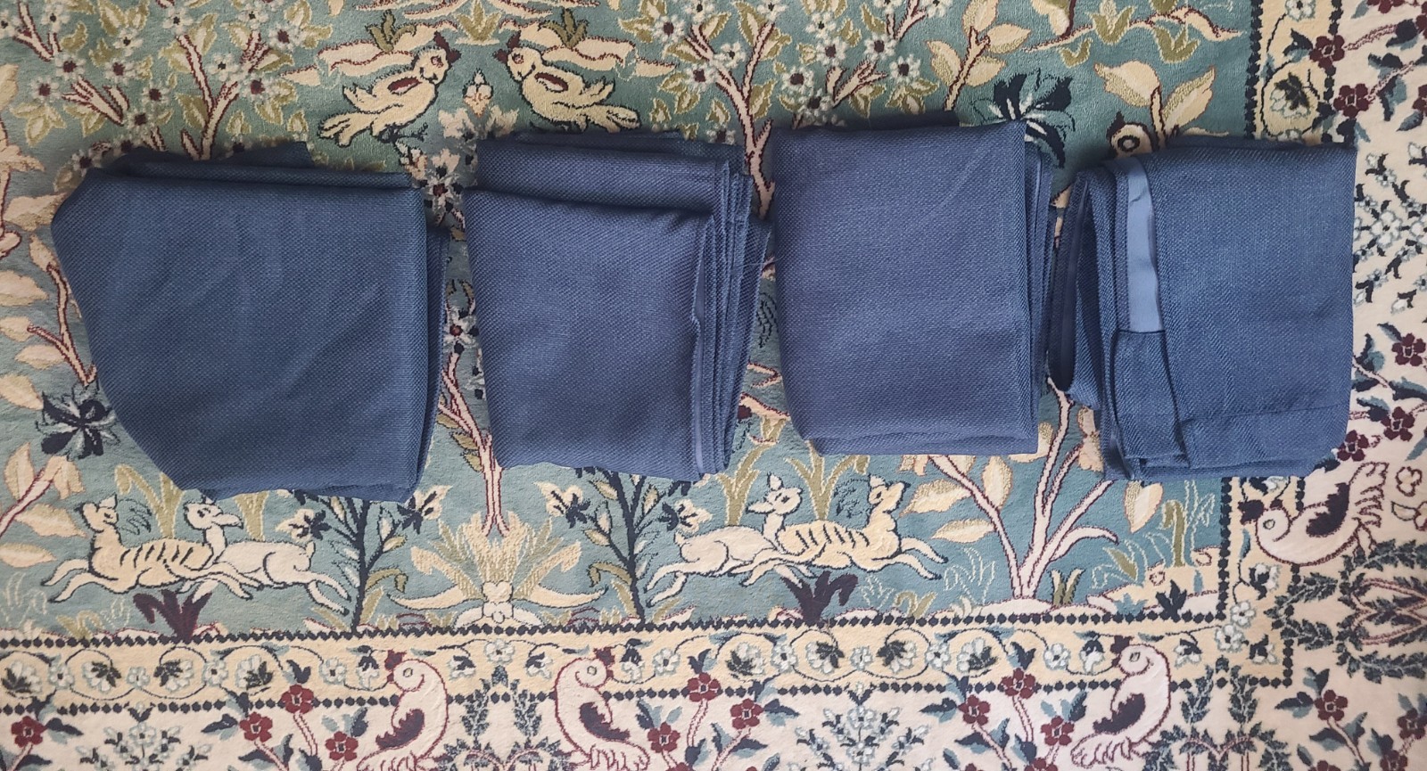 Dark Blue 100% Polyester Woven Temperature Control Curtains