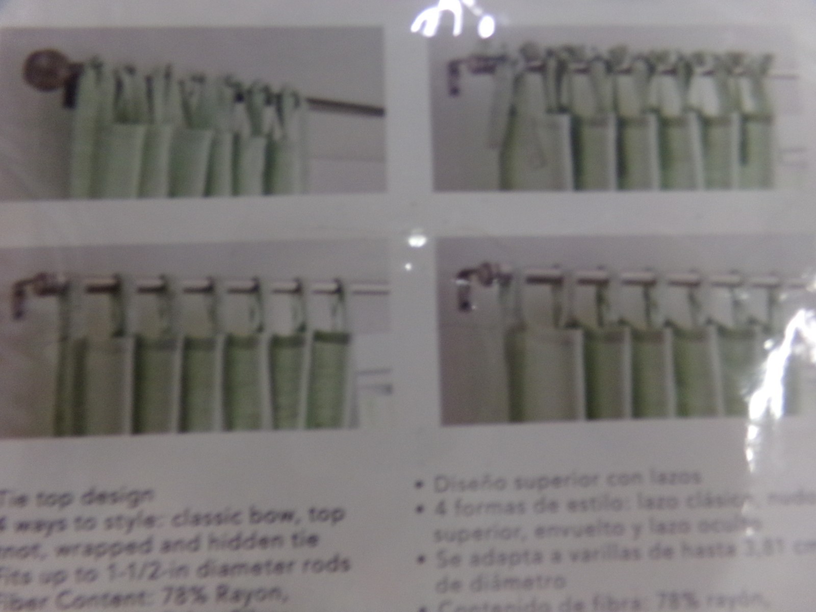 ALLEN+ROTH HARLOW GREEN 95″ TIE TOP LIGHT FILTERING CURTAIN PANEL LOT OF 2 ~ NEW