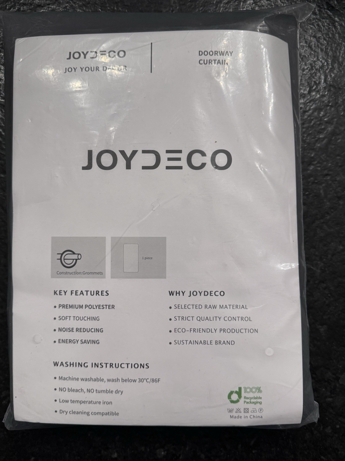 Joydeco Blackout Door Curtain for Doorway Privacy 40” wide x 78” Long NEW