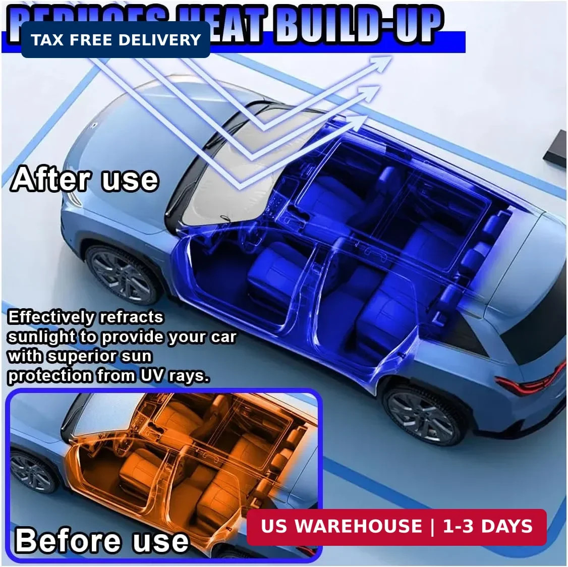 Car Windshield Sun Shade, Foldable Automotive Front Window Heat Blocking Sun Shi