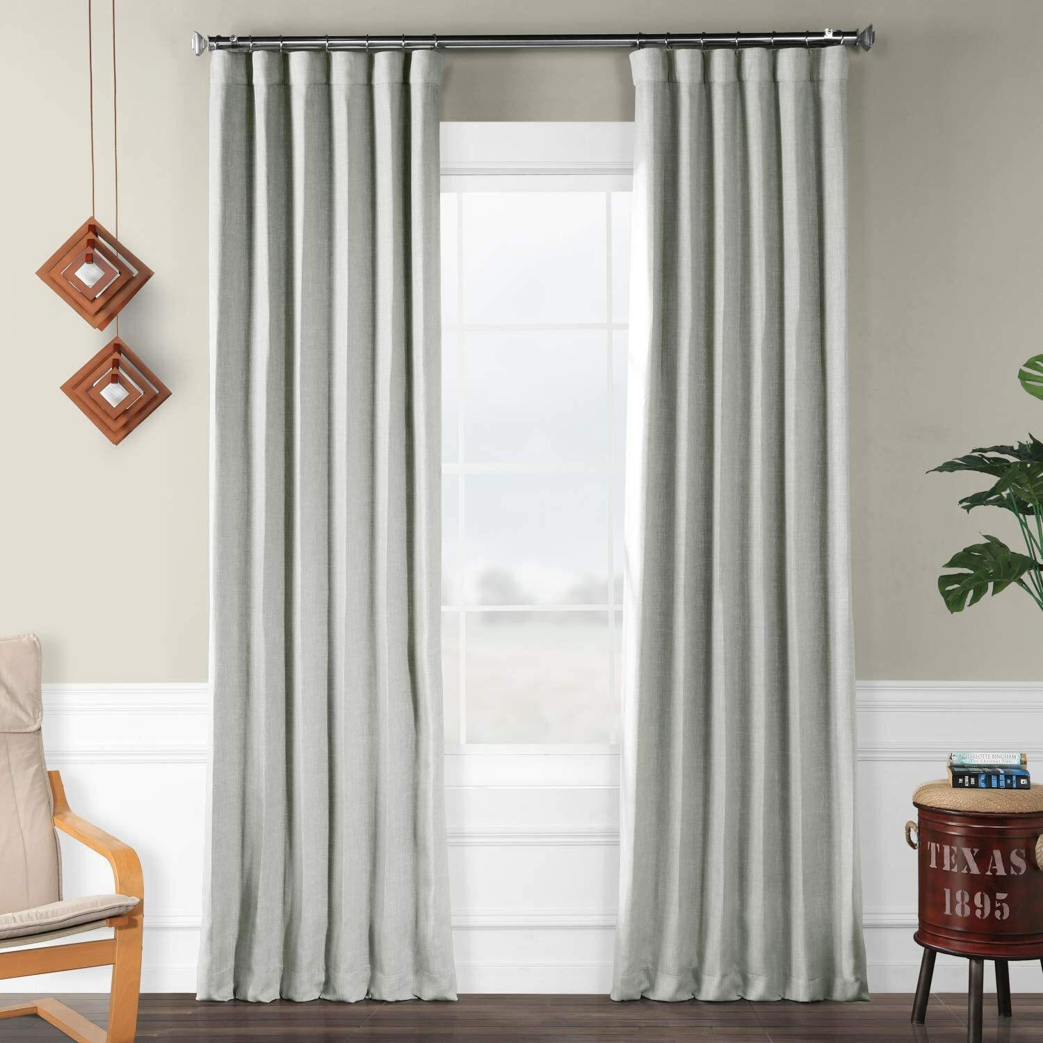 Exclusive Fabrics Faux Linen Room Darkening Panel 50 X 108 Heather Grey