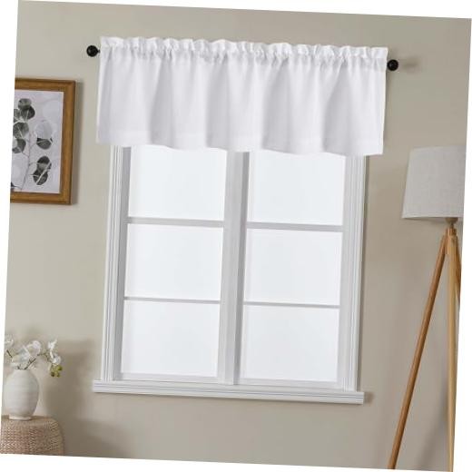 Valance for Window Curtains 16 Inch Length, 60″W x 16″L (Pack of 1) White