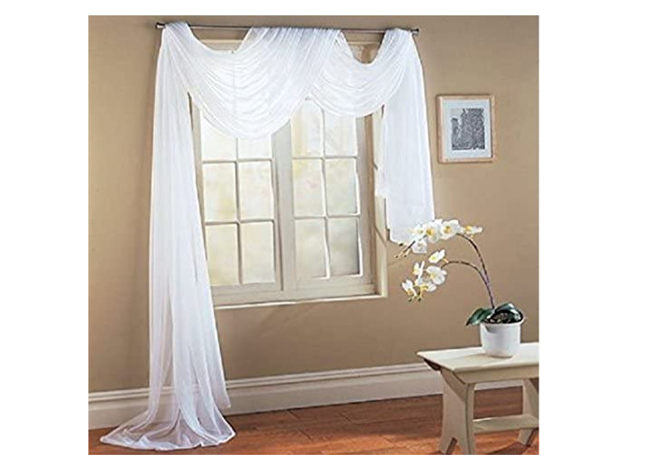 Pure White Window Sheer Scarf Curtain Wedding Drape Panel Swag Voile 56″ x 216″