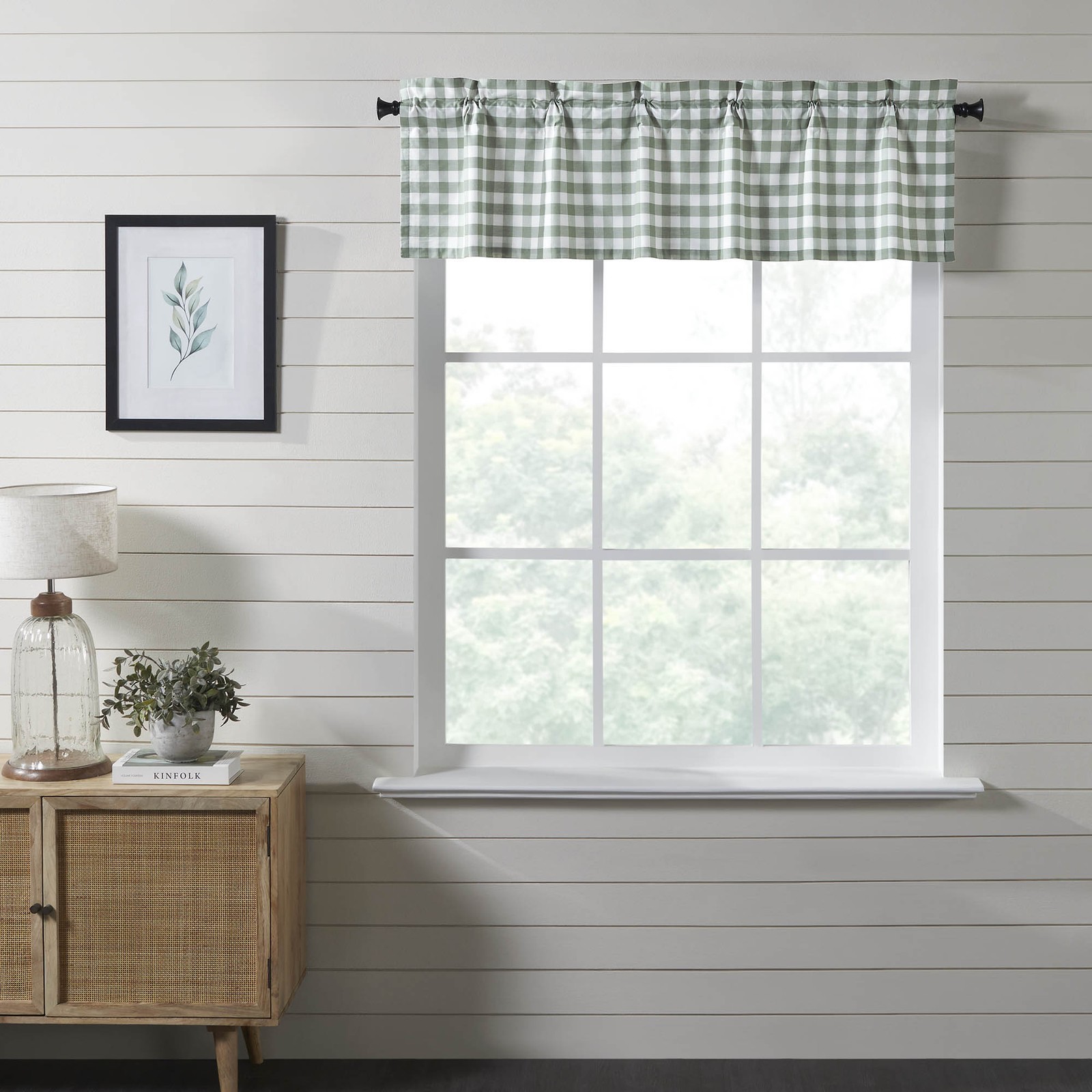 Farmhouse 16″x60″ Valance Green Rod Pocket Kitchen Window Curtains VHC Brands