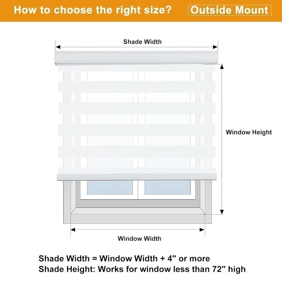 Persilux Cordless Zebra Blinds for Windows (58″ W X 72″ H, White)