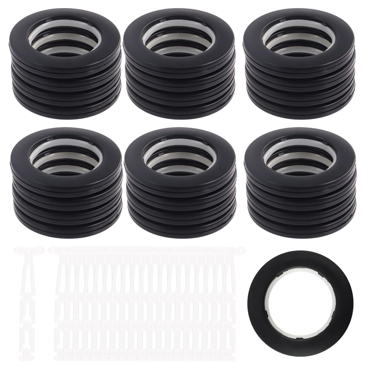 20 Pack Plastic Curtain Grommets 40mm-1.7Inch Silencer Sliding Black Sheers