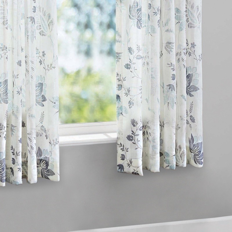 100% Cotton Sheer Floral Curtain Panel Rod Pocket Indoor Window Treatment 50×63