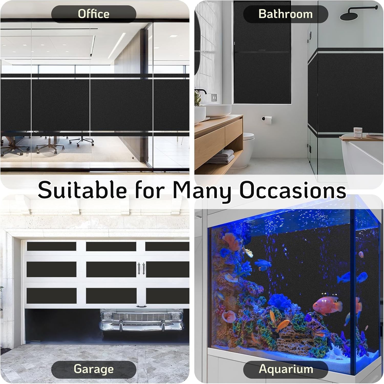 Static Cling Blackout Window Film 100% UV Blocking Thick Black Tinting Cover Set