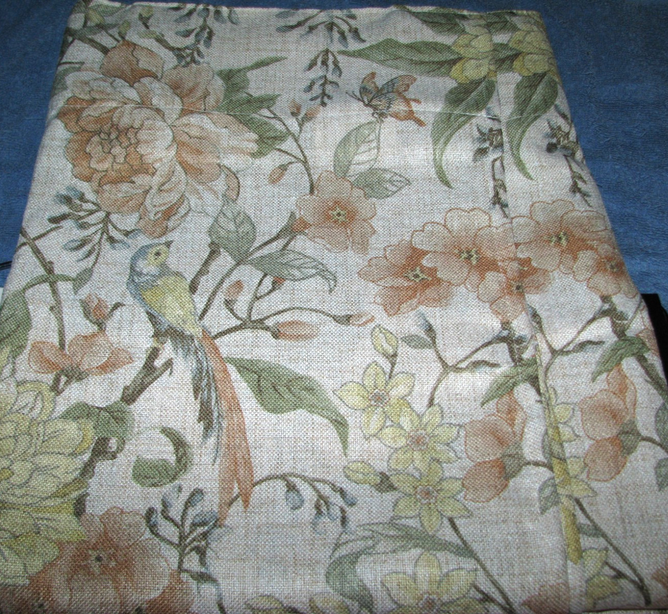 ENVOGUE “HOME” Window Curtains 2 Panels Beige 37 x 96 /Flowers, Birds, Floral