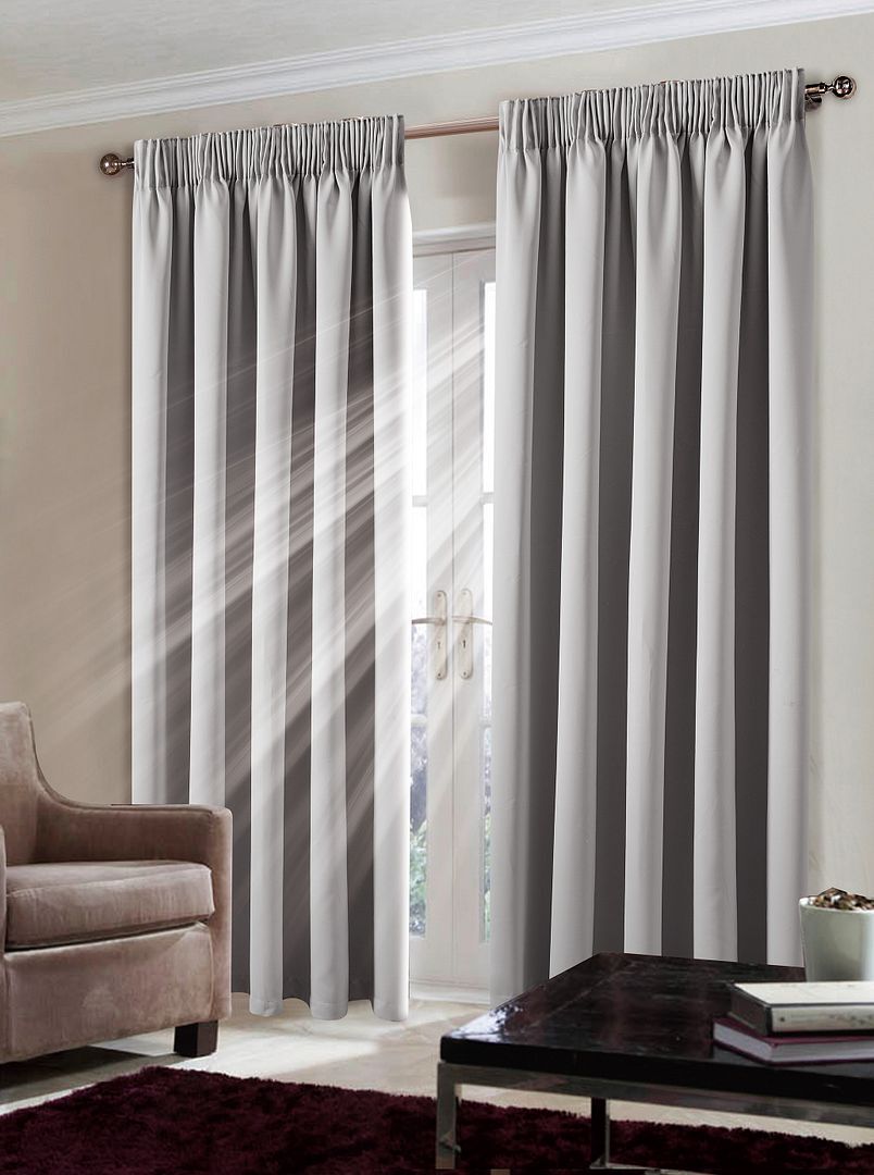 Pair Pencil Pleat Tape Top Plain Thermal BLACKOUT LINED Curtains with Tie Backs