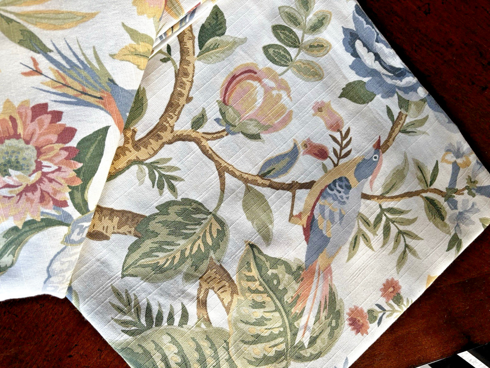 NWT Curated Kravet 2 pc Window Curtains Jacobean Floral Birds Cotton 50″ x 84″