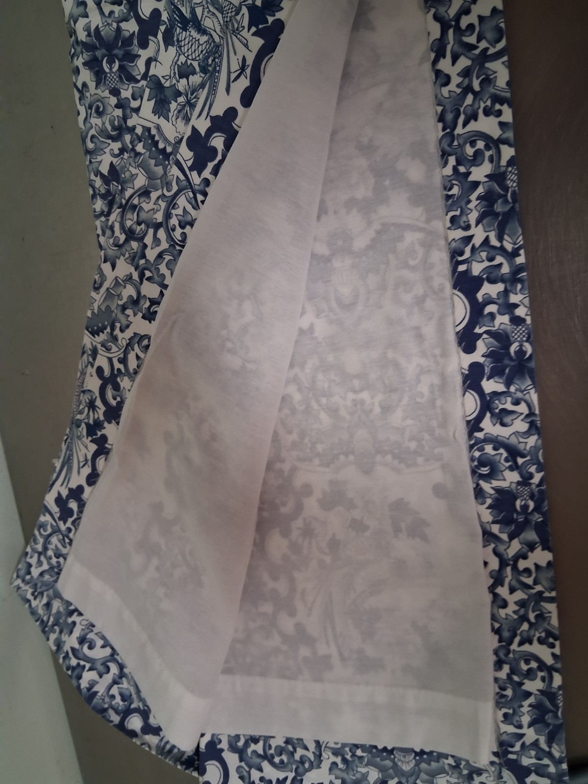 Ralph Lauren Porcelain-Single Lined Rod Pocket Drape-Gorgeous! Blue & White