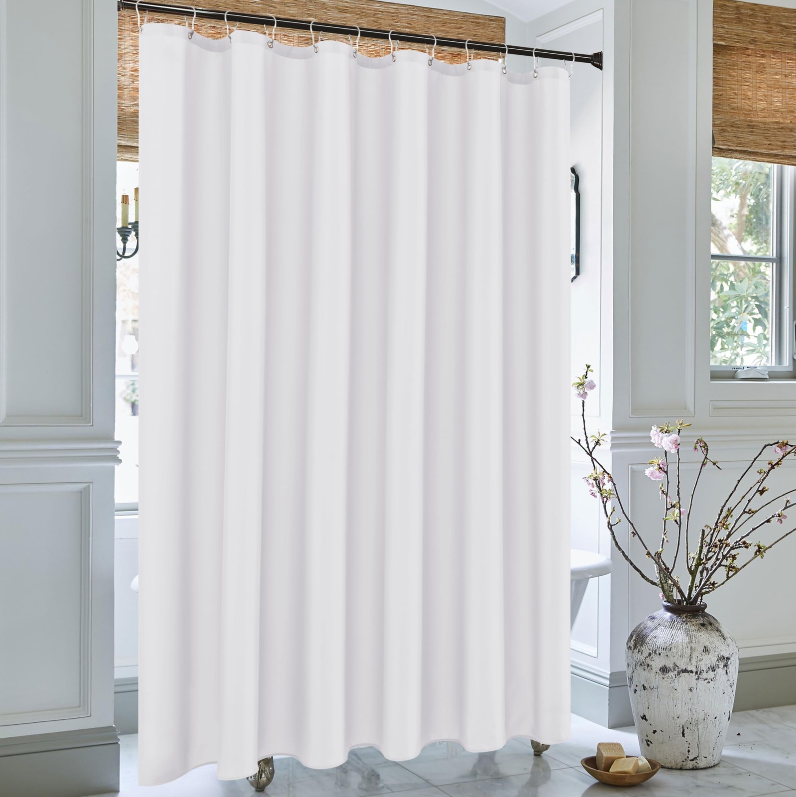 Biscaynebay Fabric Shower Stall Curtain 54″W x 72″L (Pack of 1), White