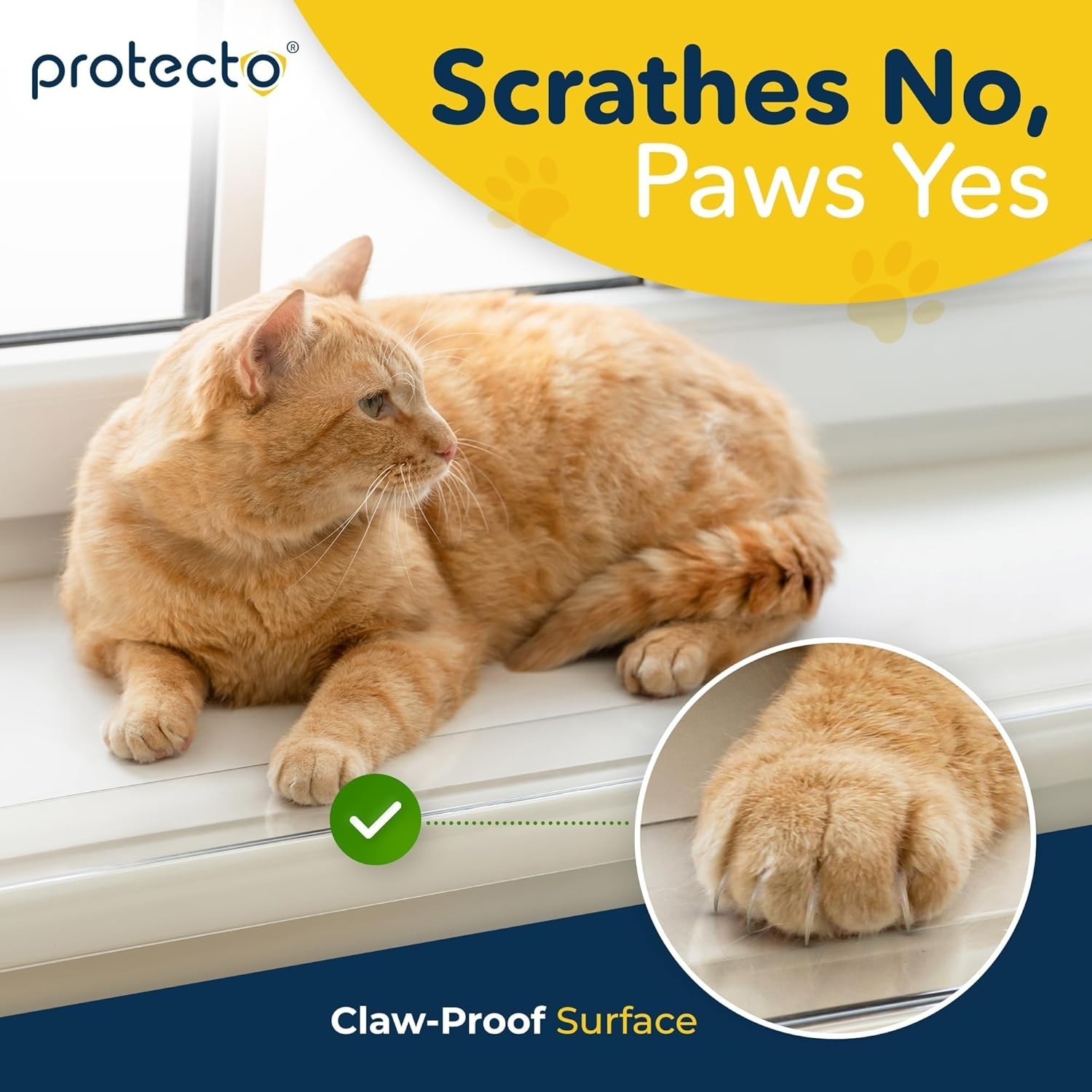 Pet-Friendly Window Frames – Scratch-Resistant Clear Sill Guards (35.5″ x 3.25″)