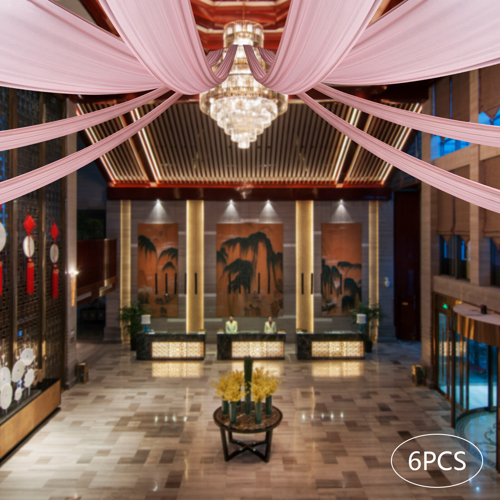 6PCS 5x30FT Ceiling Drapes Ceiling Draping Backdrop Curtains for Party Wedding