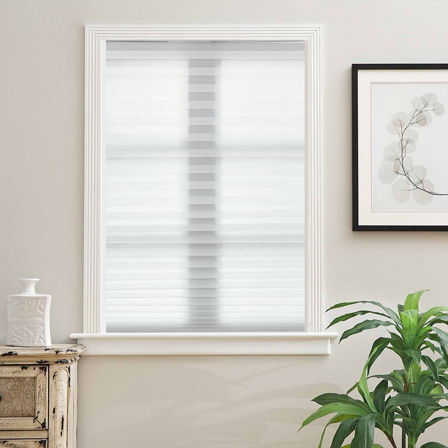 Light Filtering Pleated Non Woven Fabric Cordless Window Blinds 48″x72″