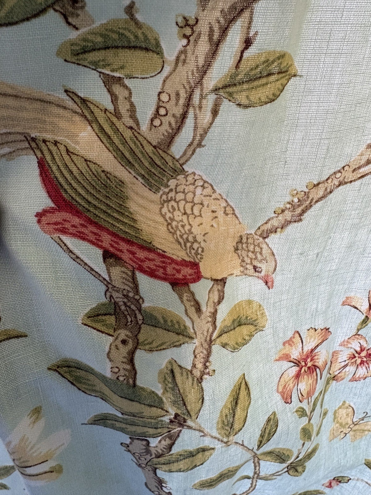 2 Chinoiserie Linen 100 In Long, 200 In Wide French Pleated, Custom, Lined, Read