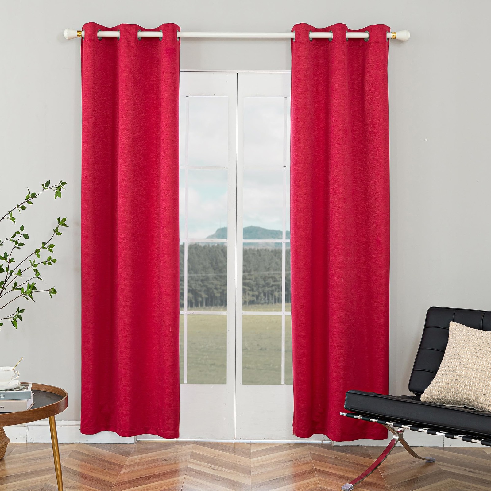 Safdie & Co. 51257.2Z.23 Curtain Panel Brick Blackout 84L Red 2 Pcs Set Curta…