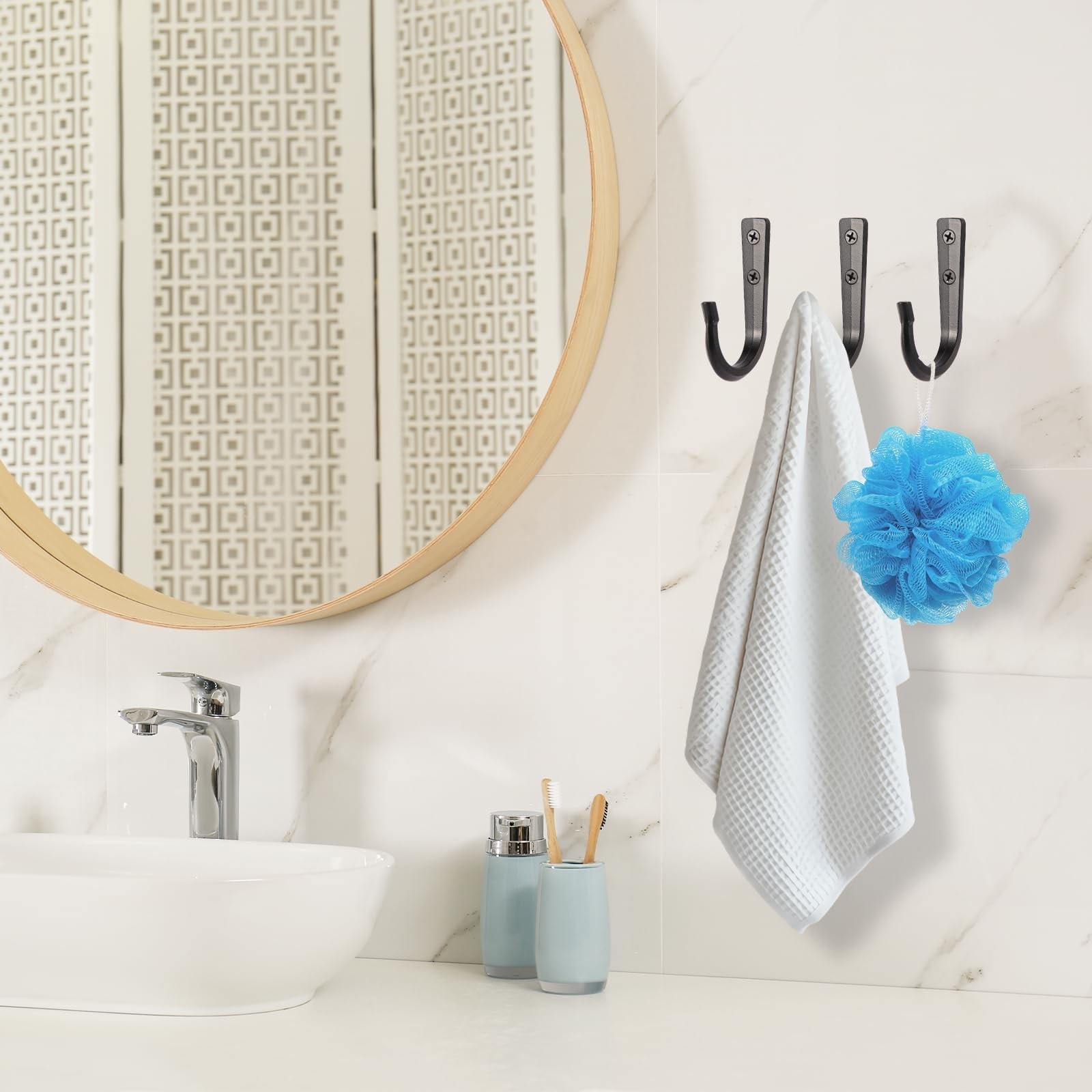 12Pcs Wall Hooks for Hanging Coat/Towel – 50LB Screw in Metal Hanger Wall Mou…