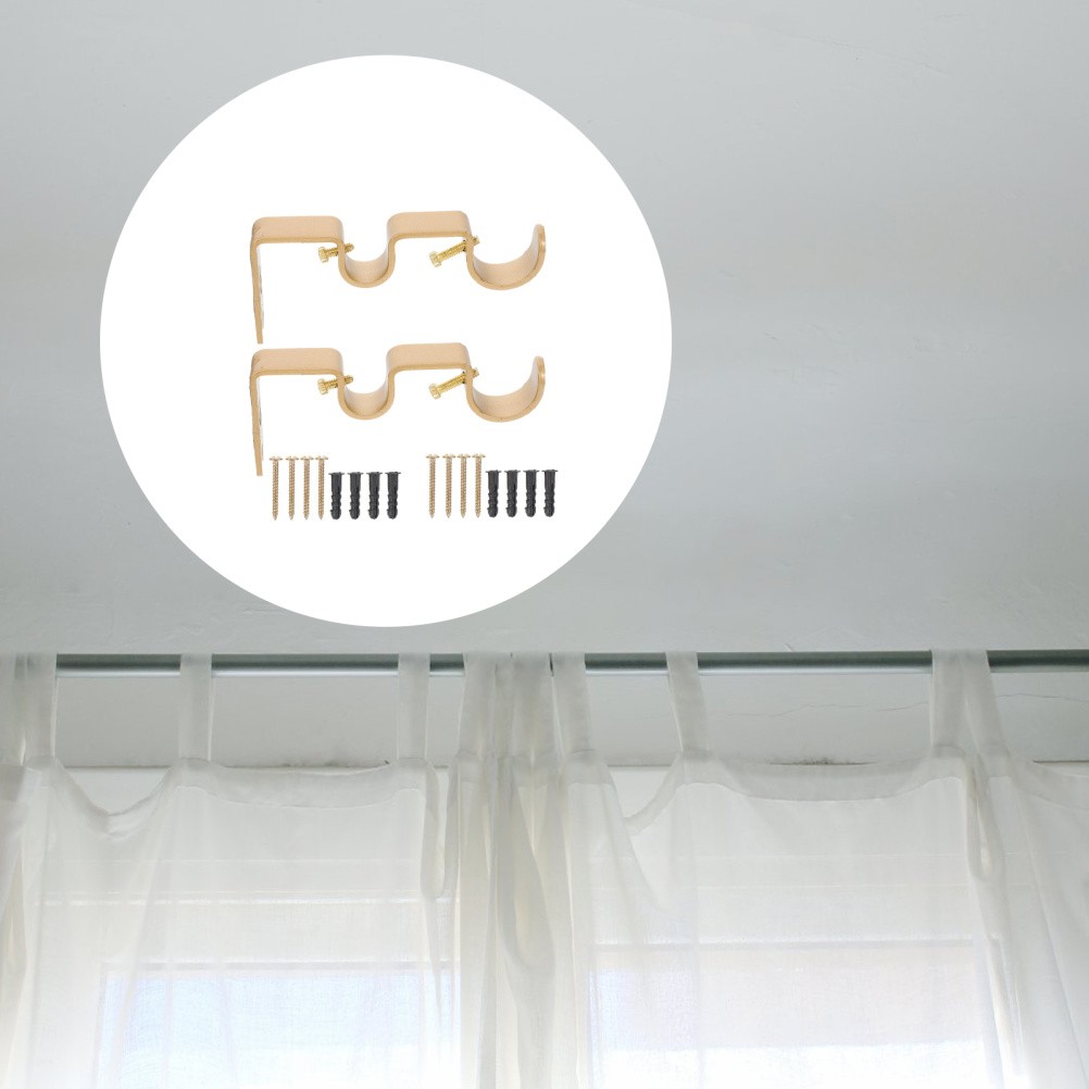 2 Sets Heavy Duty Rod Bracket Wall Mount Curtain Rod Holder Stand